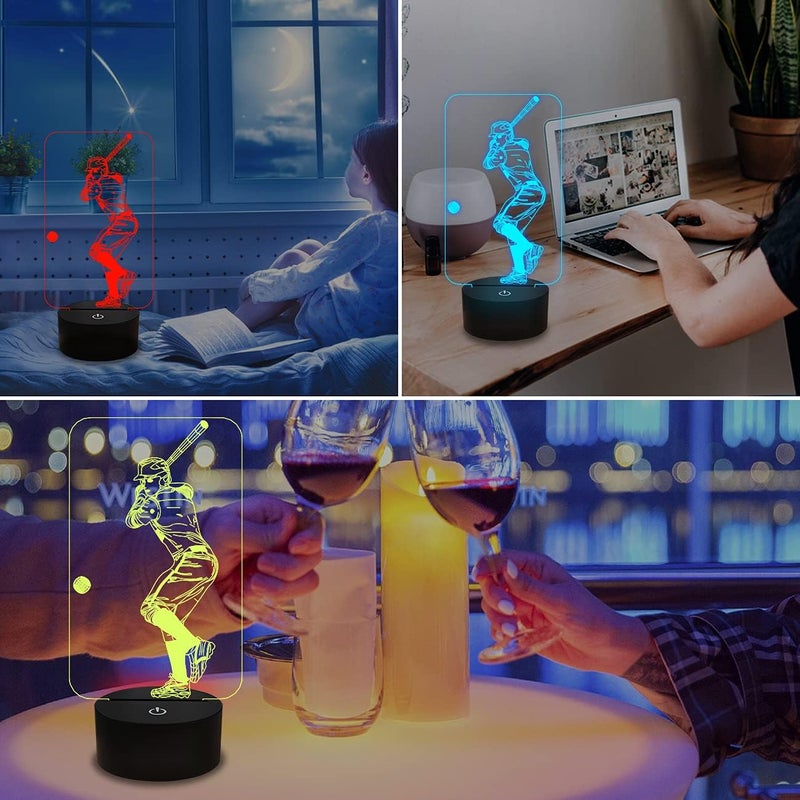 FULLOSUN Baseball 3D Night Light, Sport Gifts Bedside Lamp for Xmas Holiday Birthday Gifts for Baseball Fan with Remote Control 16 Colors Changing + 4 Changing Mode + Dim Function - Image 5